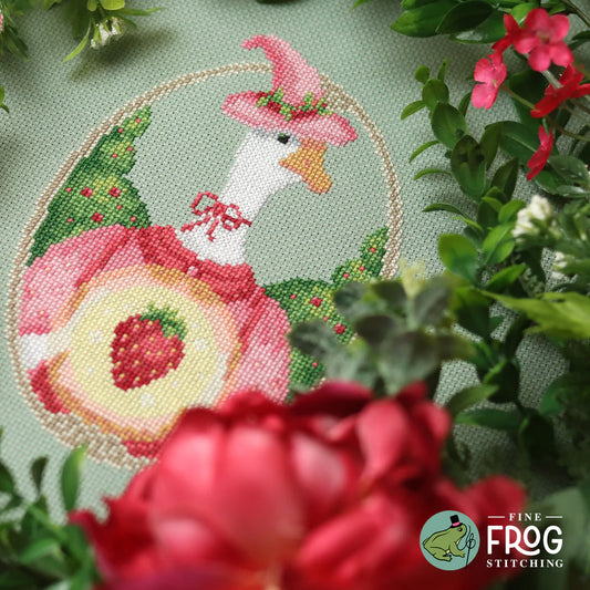 PREORDER Strawberry Goose Witch - Fine Frog Stitching - Cross Stitch Pattern, Needlecraft Patterns, The Crafty Grimalkin - A Cross Stitch Store