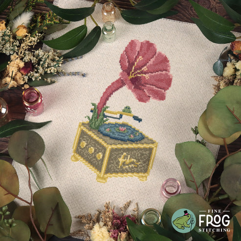 Floral Phonograph - Fine Frog Stitching - Cross Stitch Pattern, Needlecraft Patterns, The Crafty Grimalkin - A Cross Stitch Store