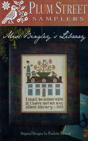 Miss Bingley's Library - Plum Street Samplers - Cross Stitch Pattern, Needlecraft Patterns, Needlecraft Patterns, The Crafty Grimalkin - A Cross Stitch Store