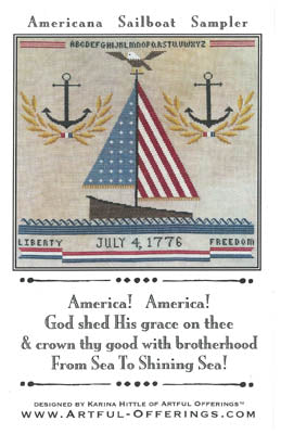 Americana Sailboat Sampler - Artful Offerings - Cross Stitch Pattern, Needlecraft Patterns, Needlecraft Patterns, The Crafty Grimalkin - A Cross Stitch Store