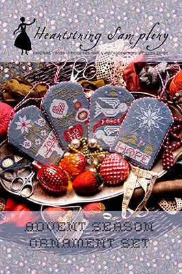 Advent Season Ornament Set - Heartstring Samplery - Cross Stitch Pattern, Needlecraft Patterns, The Crafty Grimalkin - A Cross Stitch Store