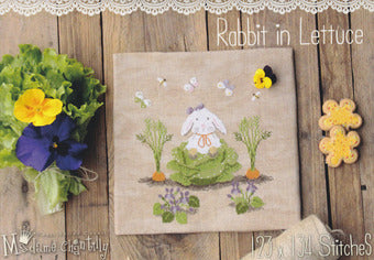 Rabbit in Lettuce - Madame Chantilly - Cross Stitch Pattern, Needlecraft Patterns, Needlecraft Patterns, The Crafty Grimalkin - A Cross Stitch Store