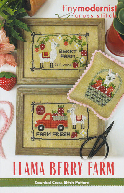 Llama Berry Farm - Tiny Modernist - Cross Stitch Pattern