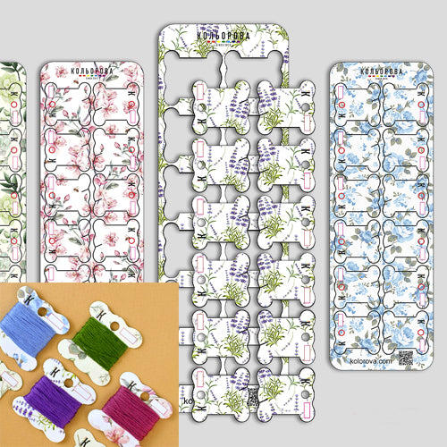 Floral Floss Bobbins Set of 48, Thread & Yarn Organizers, The Crafty Grimalkin - A Cross Stitch Store