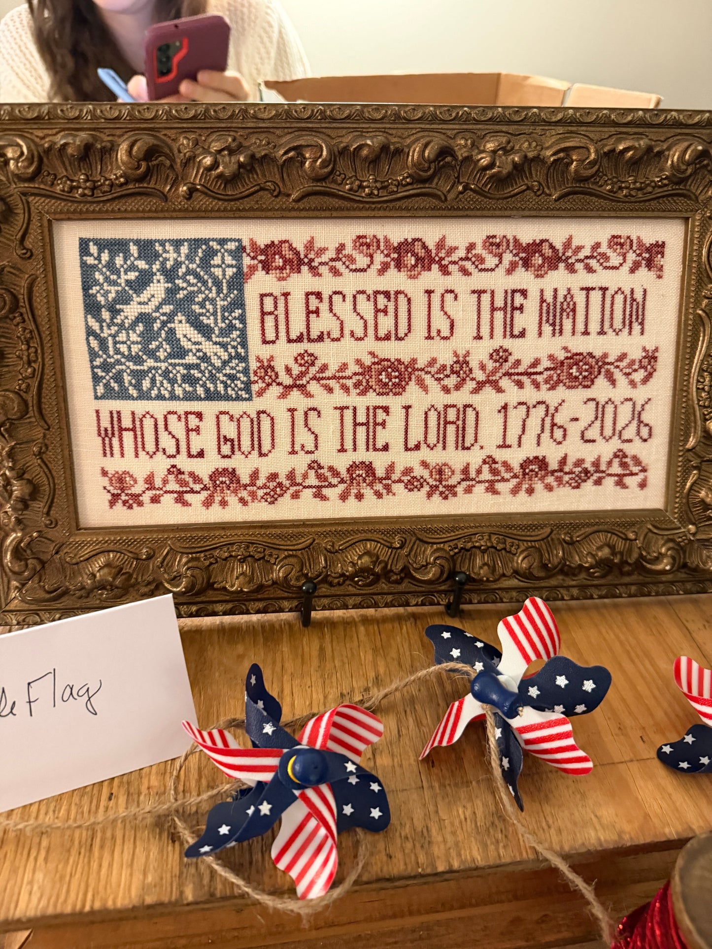 Toile Flag - Quaint Rose Needle Arts - Cross Stitch Pattern