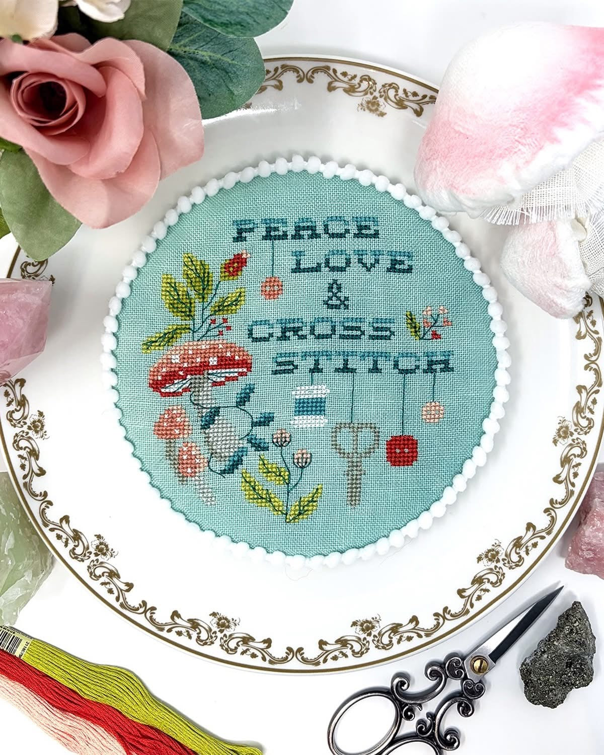 Plate-I-Tudes, Peace, Love & Cross Stitch - Tiny Modernist - Cross Stitch Pattern, Needlecraft Patterns, The Crafty Grimalkin - A Cross Stitch Store