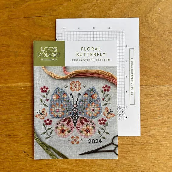 Floral Butterfly - Love Poppet - Cross Stitch Pattern