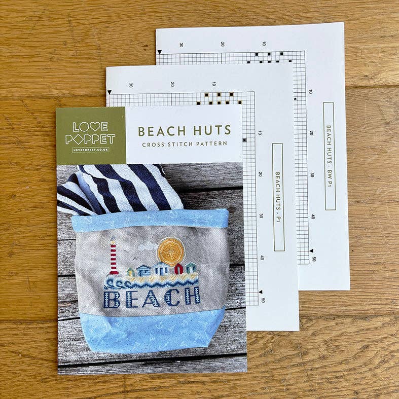Beach Huts - Love Poppet - Cross Stitch Pattern