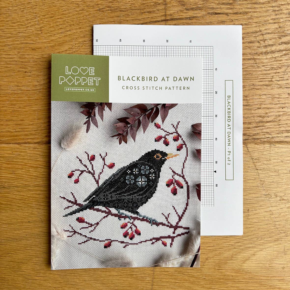 Blackbird at Dawn - Love Poppet - Cross Stitch Pattern