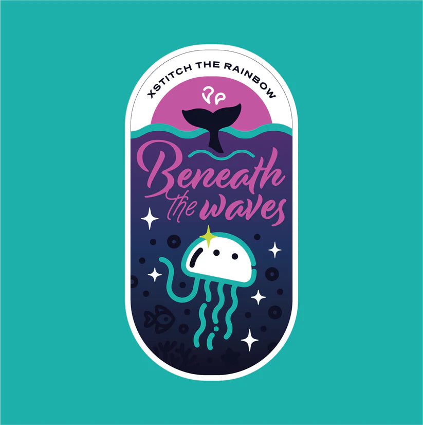 Beneath the Waves Vinyl Sticker - Shaded Stitchery, Needlecraft Patterns, The Crafty Grimalkin - A Cross Stitch Store