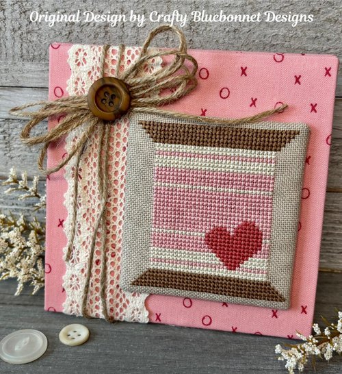 Heart and Stripes Spool - Crafty Bluebonnet Designs - Cross Stitch Pattern