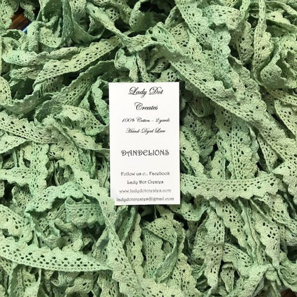 Dandelions Cotton Hand Dyed Lace - Lady Dots Creates Finishing Trims, Ribbons & Trim, The Crafty Grimalkin - A Cross Stitch Store