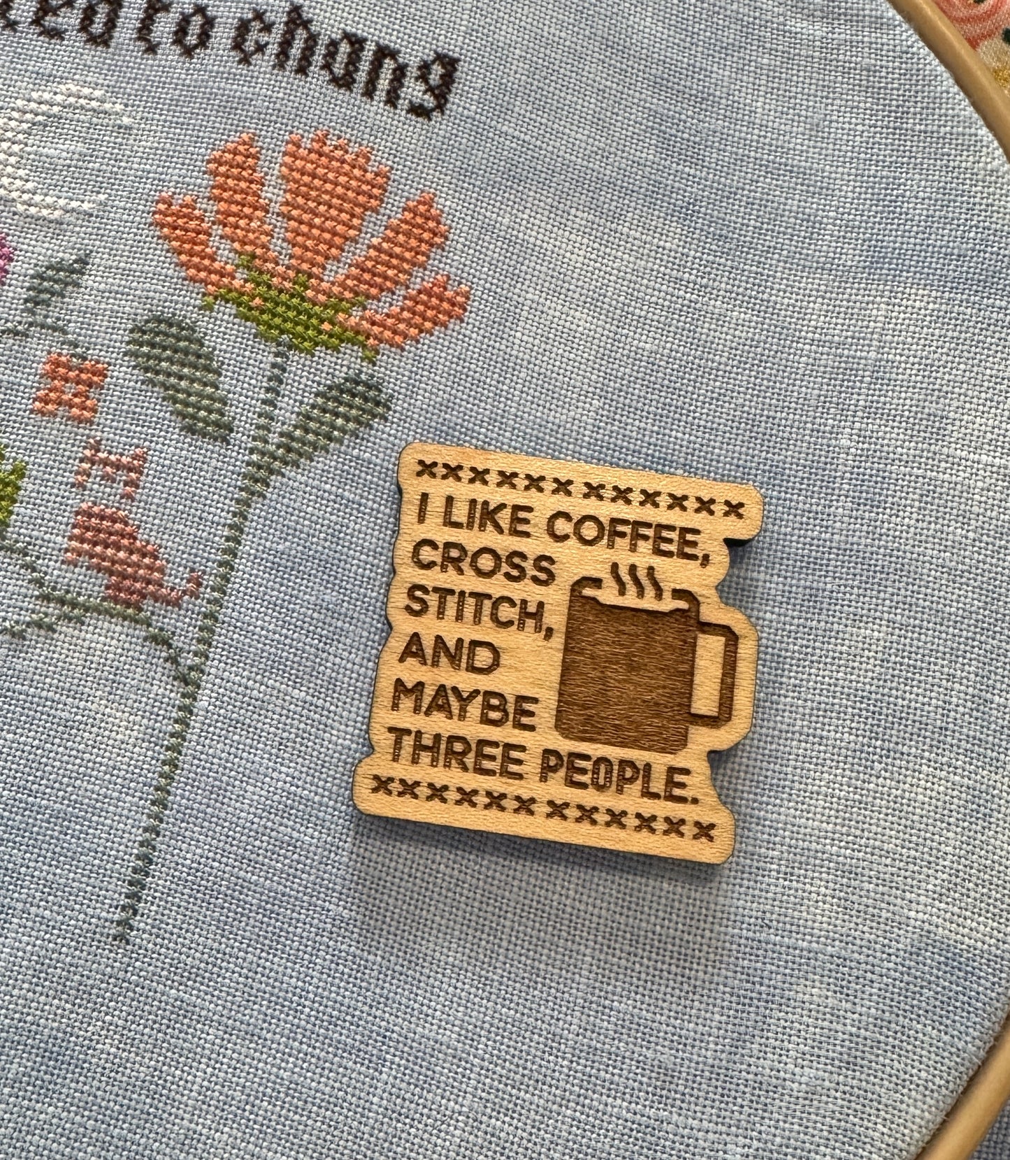 I Like Coffee Wooden Magnetic Needle Minder, Uncategorized, The Crafty Grimalkin - A Cross Stitch Store