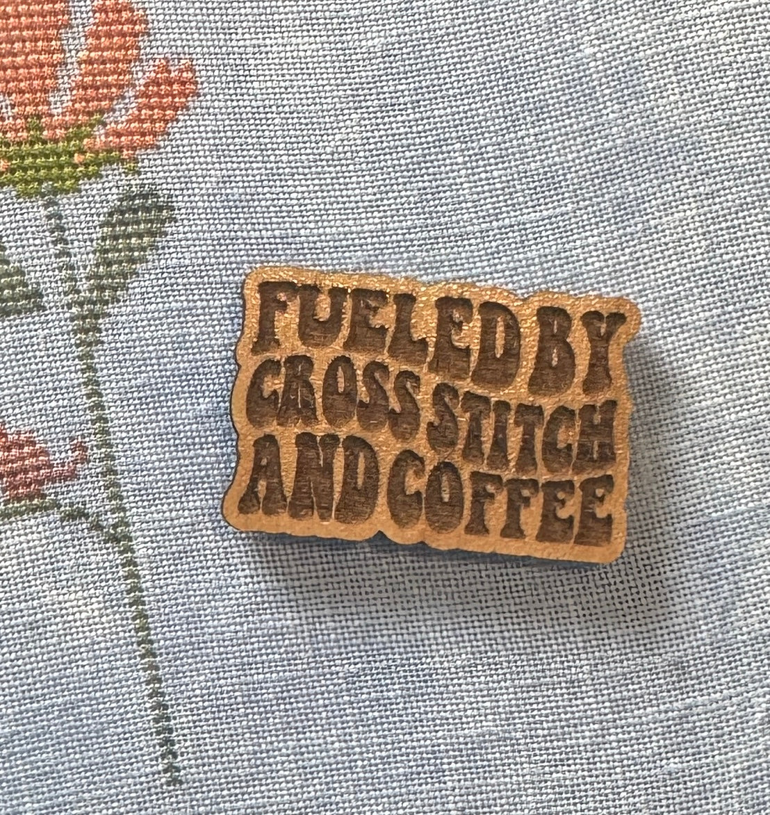 Fueled by Cross Stitch Wooden Magnetic Needle Minder, Uncategorized, The Crafty Grimalkin - A Cross Stitch Store
