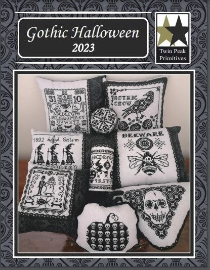 Gothic Halloween 2023 - Twin Peak Primitives - Cross Stitch Pattern Booklet, Needlecraft Patterns, The Crafty Grimalkin - A Cross Stitch Store