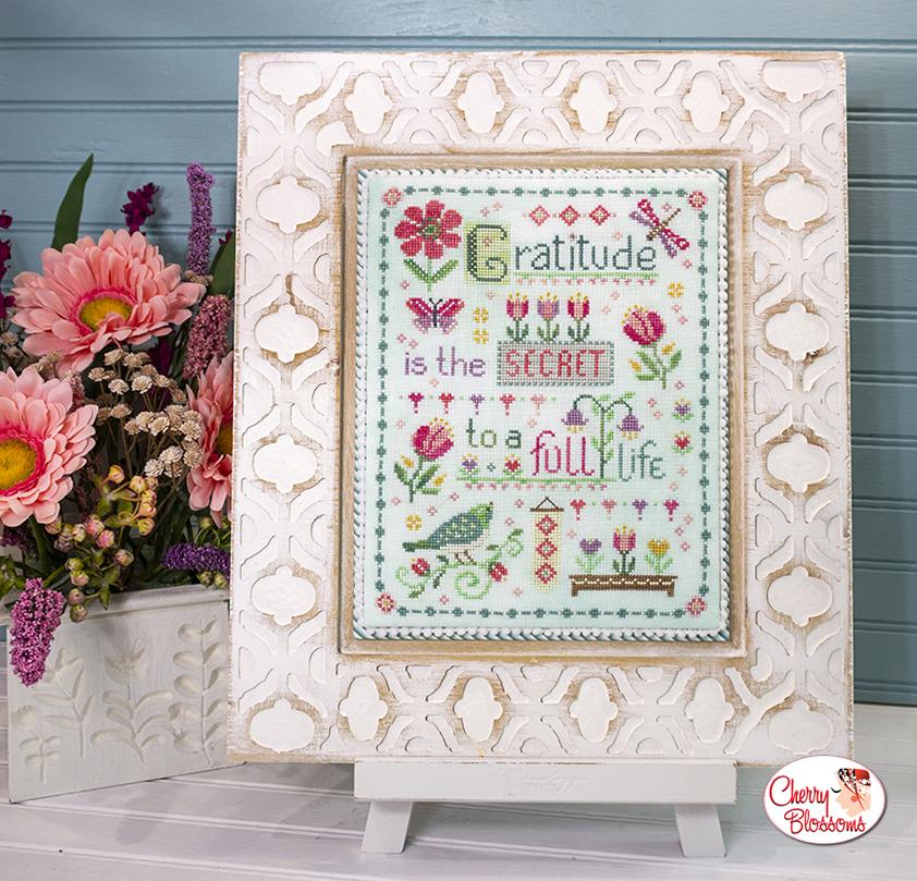 Grateful Heart - Cherry Blossoms - Cross Stitch Pattern