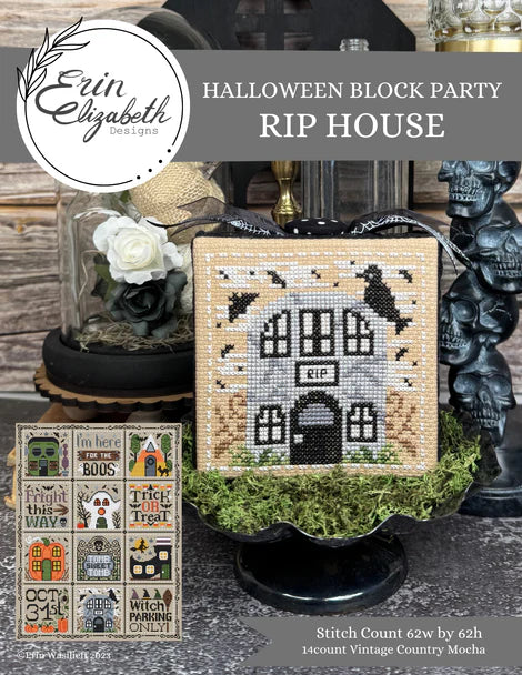 Halloween Block Party - RIP House - Erin Elizabeth - Cross Stitch Pattern