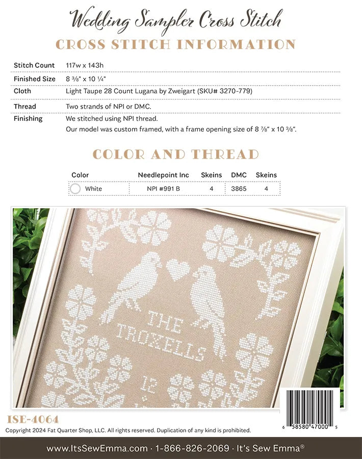 Wedding Sampler - It's Sew Emma - Cross Stitch Pattern