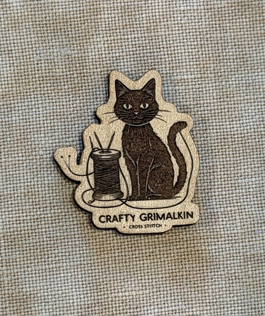 Crafty Grimalkin Logo Wooden Magnetic Needle Minder