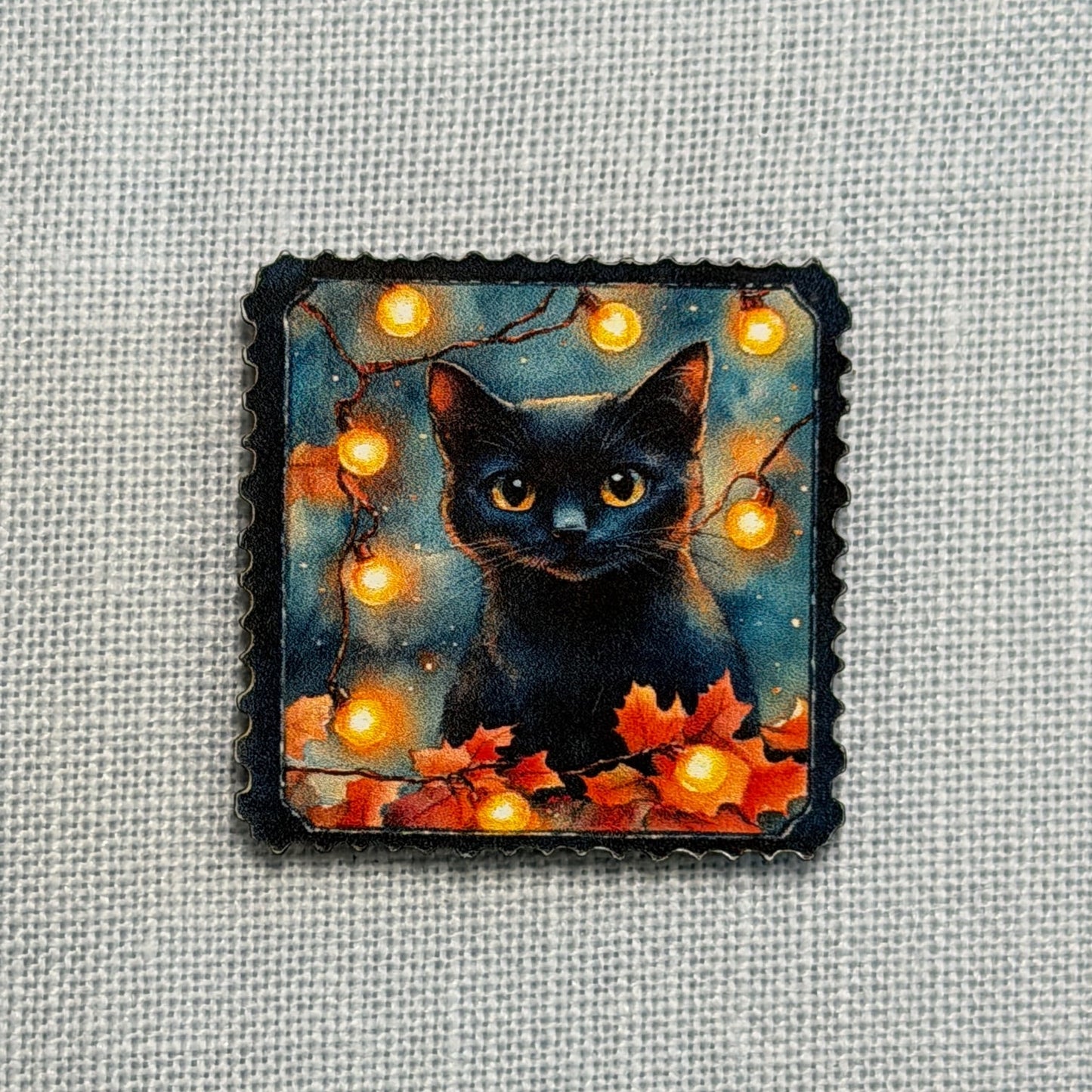 Autumn Cat Stamp Wooden Magnetic Needle Minder