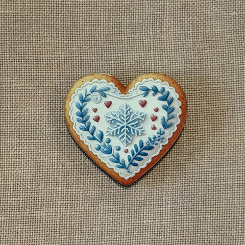 Nordic Winter Heart Cookie Wooden Magnetic Needle Minder