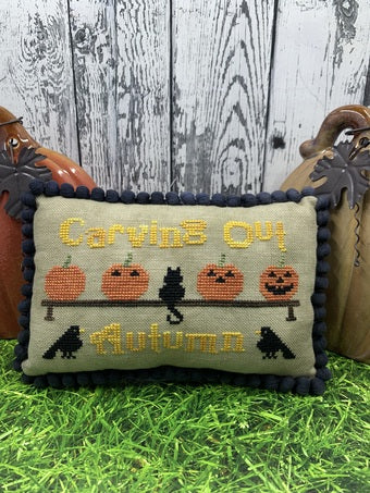 Carving Out Autumn - Needle Bling Designs - Cross Stitch Pattern, Needlecraft Patterns, The Crafty Grimalkin - A Cross Stitch Store