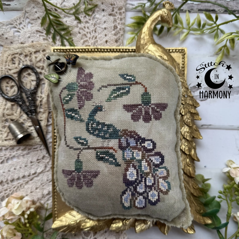 PREORDER Peacock and Flowers - Puntini Puntini - Cross Stitch Pattern