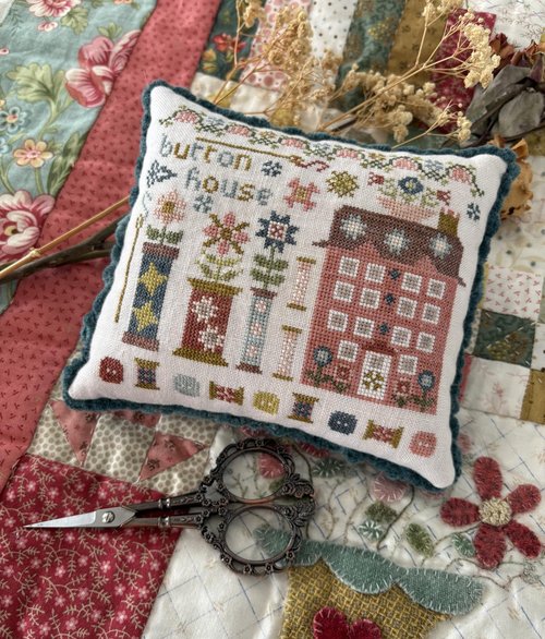 Button House #3, Stitchery Lane Series - Pansy Patch - Cross Stitch Pattern