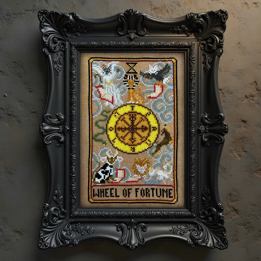 Cat Tarot V Wheel of Fortune - Dirty Annie's - Cross Stitch Pattern, Needlecraft Patterns, Cross Stitch Patterns, The Crafty Grimalkin - A Cross Stitch Store