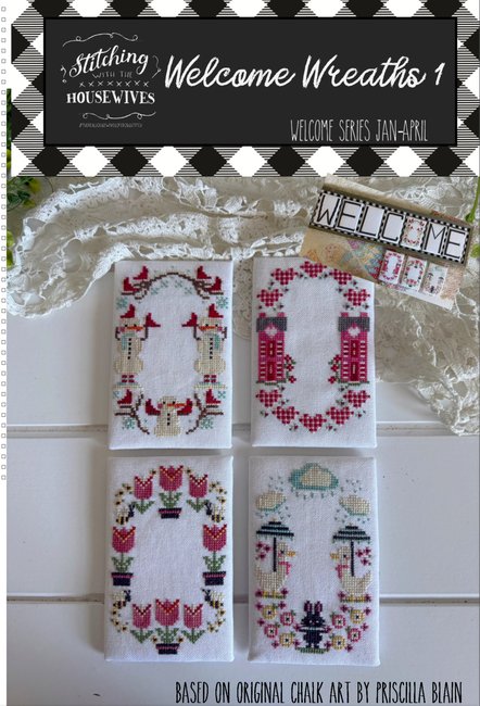 Welcome Wreaths 1 Jan - April - Stitching with the Housewives - Cross Stitch Pattern