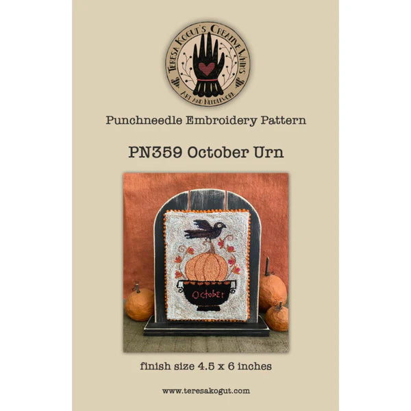 October Urn - Teresa Kogut - Punch Needle Pattern, Needlecraft Patterns, The Crafty Grimalkin - A Cross Stitch Store