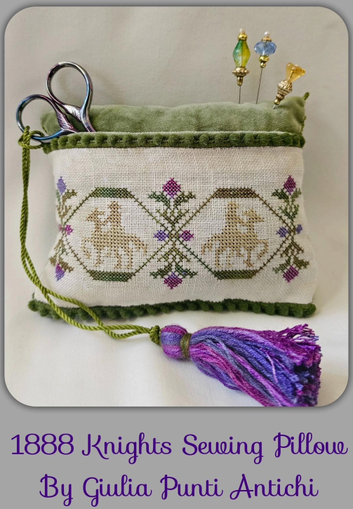 PREORDER 1888 Knights Sewing Pillow Limited Edition - Giulia Punti Antichi - Cross Stitch Pattern, Needlecraft Patterns, The Crafty Grimalkin - A Cross Stitch Store