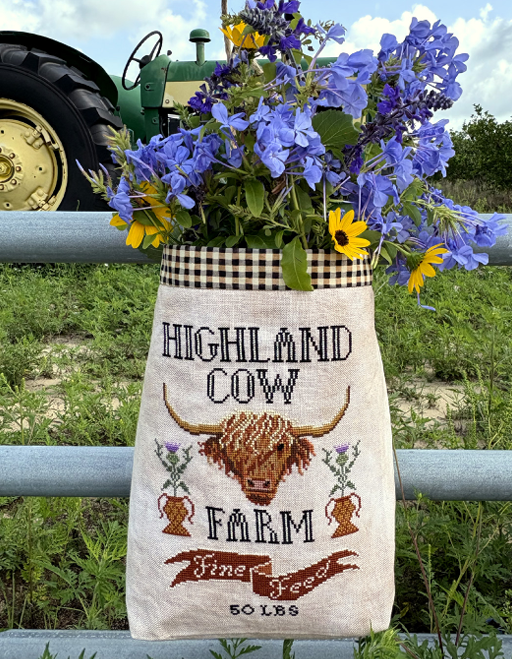 Highland Cow Feed Sack - Carriage House Samplings- Cross Stitch Pattern