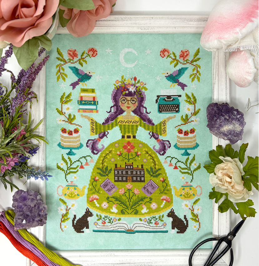 The Book Goddess - Tiny Modernist - Cross Stitch Pattern, Needlecraft Patterns, The Crafty Grimalkin - A Cross Stitch Store