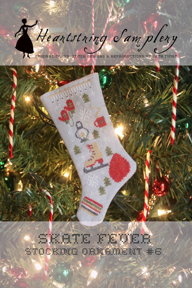 Skate Fever Stocking Ornament #6 - Heartstring Samplery - Cross Stitch Pattern