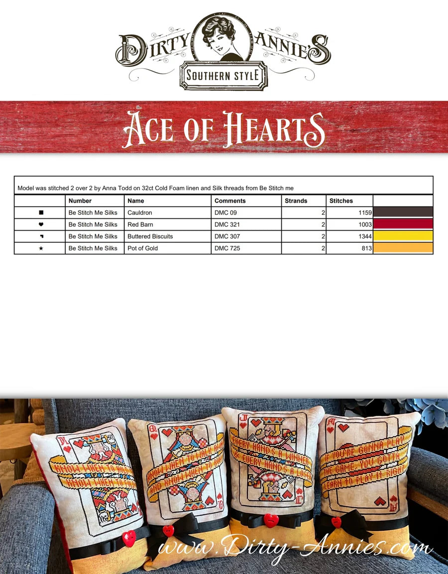 Ace of Hearts - Dirty Annie's - Cross Stitch Pattern