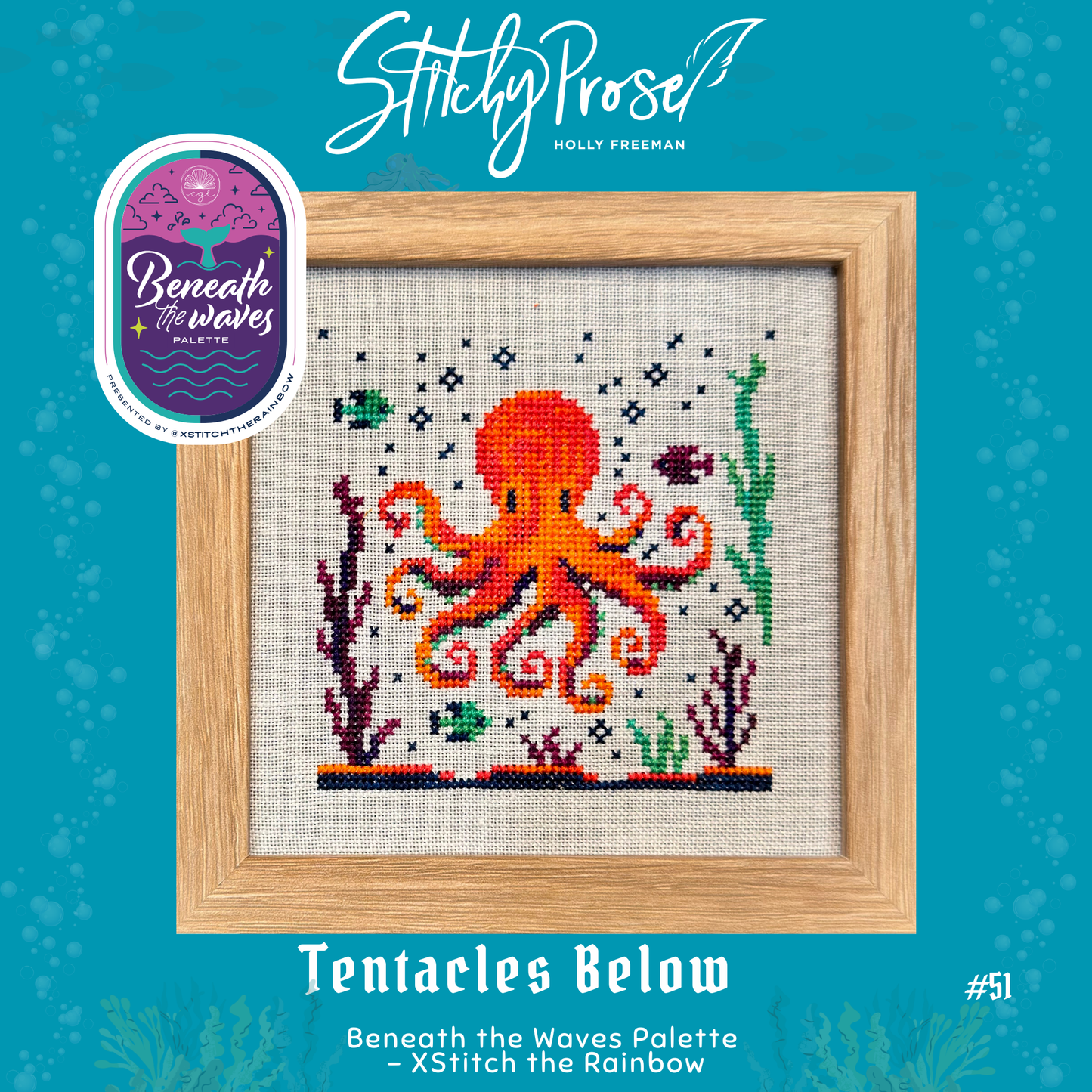 Tentacles Below - Stitchy Prose - Cross Stitch Pattern