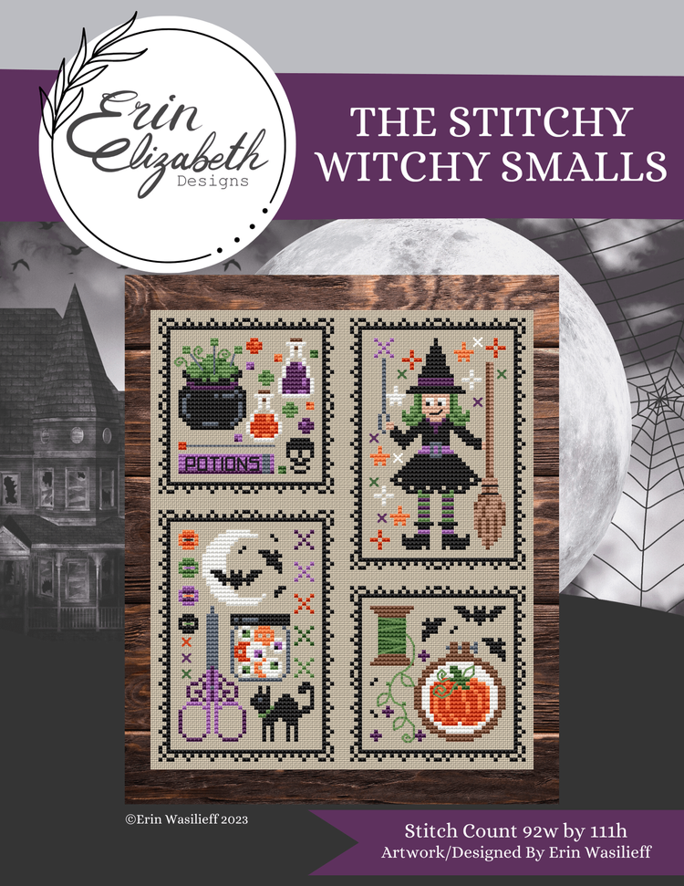 The Stitchy Witchy Smalls by Erin Elizabeth Designs - Cross Stitch Pattern, Needlecraft Patterns, The Crafty Grimalkin - A Cross Stitch Store