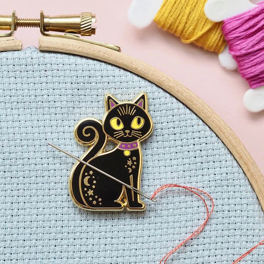 Black Cat Magnetic Needle Minder by Caterpillar Cross Stitch, The Crafty Grimalkin - A Cross Stitch Store