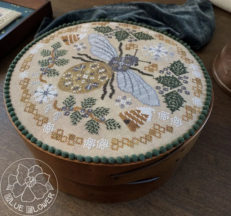 Sleeping Bee - The Blue Flower - Cross Stitch Pattern, Needlecraft Patterns, Needlecraft Patterns, The Crafty Grimalkin - A Cross Stitch Store