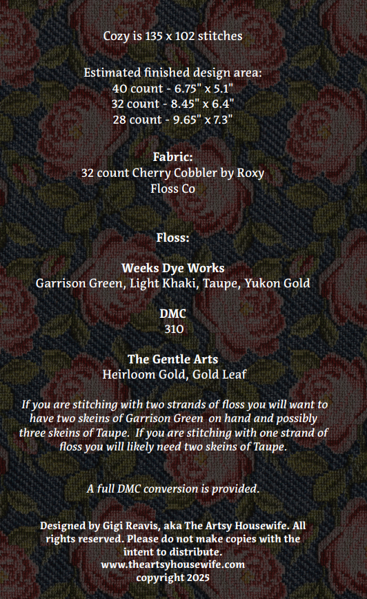 Cozy - Artsy Housewife - Cross Stitch Pattern