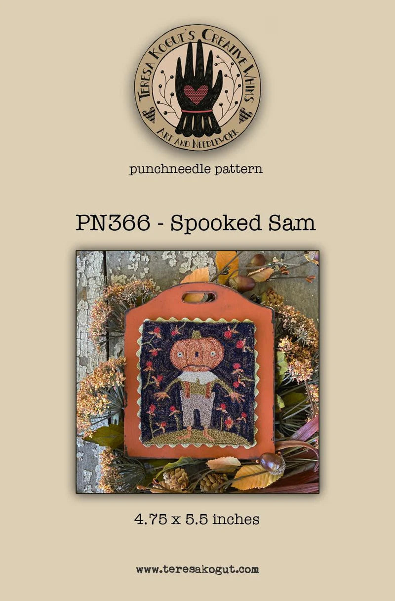 Spooked Sam - Teresa Kogut - Punch Needle Pattern, Needlecraft Patterns, The Crafty Grimalkin - A Cross Stitch Store