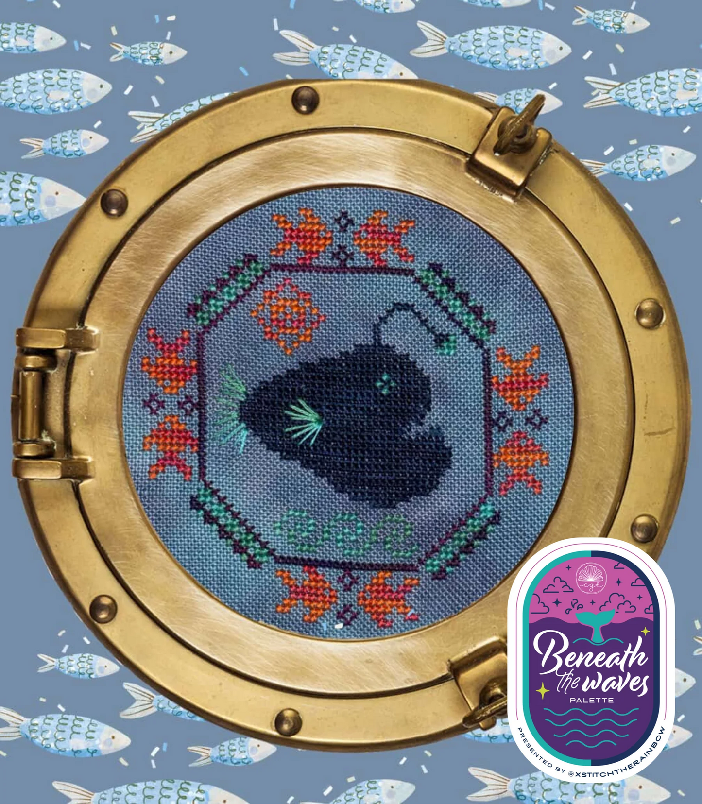 Quirky Quaker Anglerfish - Darling & Whimsy Designs - Cross Stitch Pattern
