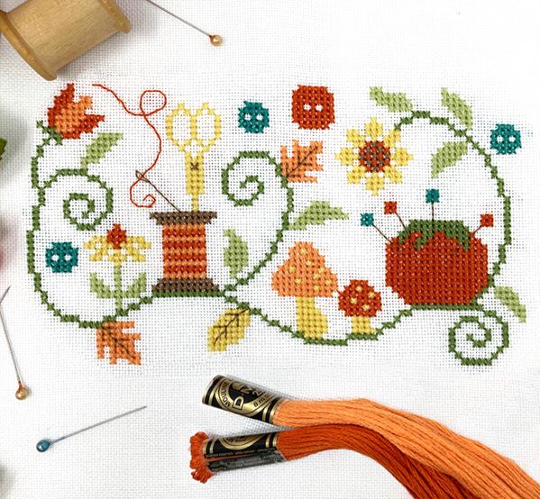 Small Fall Sewing - Tiny Modernist - Cross Stitch Pattern