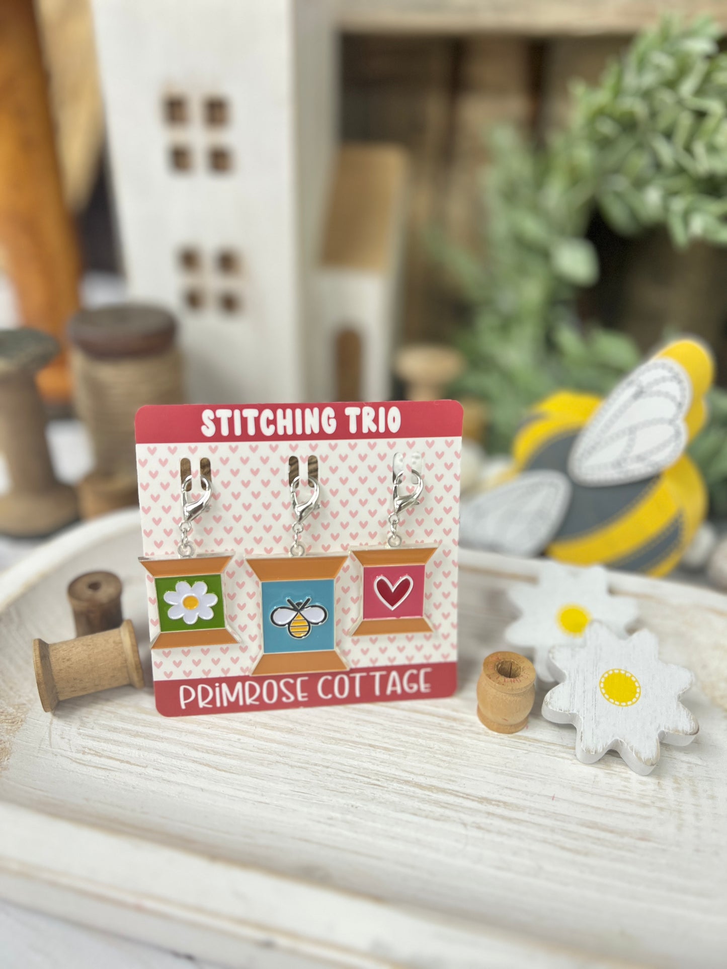 Stitching Trio Charms - Primrose Cottage, Uncategorized, The Crafty Grimalkin - A Cross Stitch Store