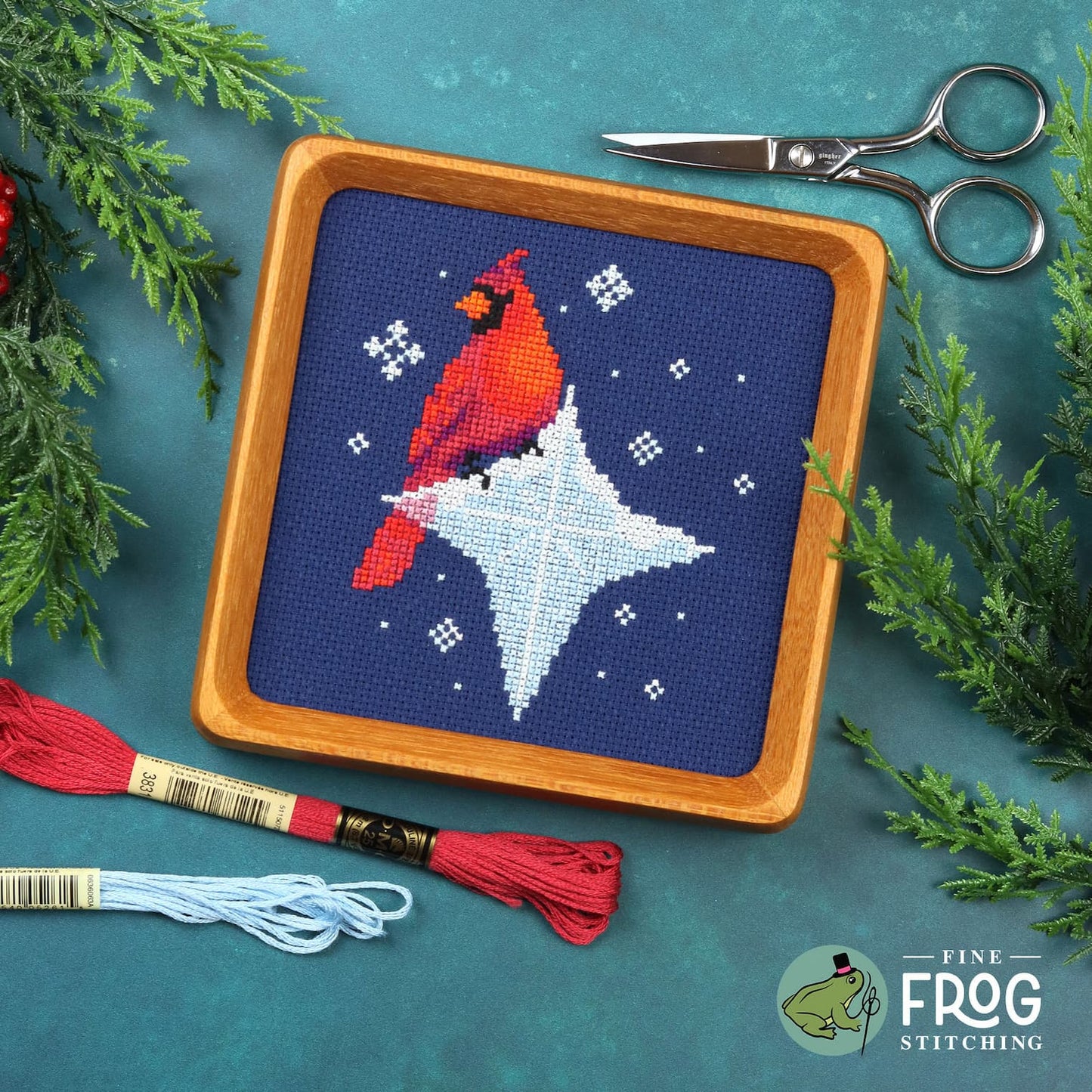 Ice Star Cardinal - Fine Frog Stitching - Cross Stitch Pattern