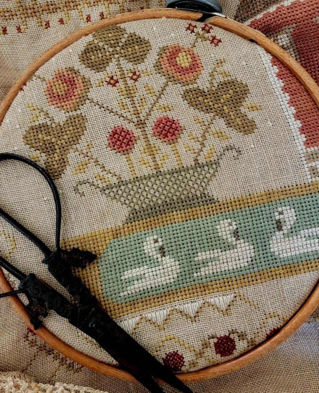 Manor at Swan Lake - With Thy Needle and Thread - Cross Stitch Pattern
