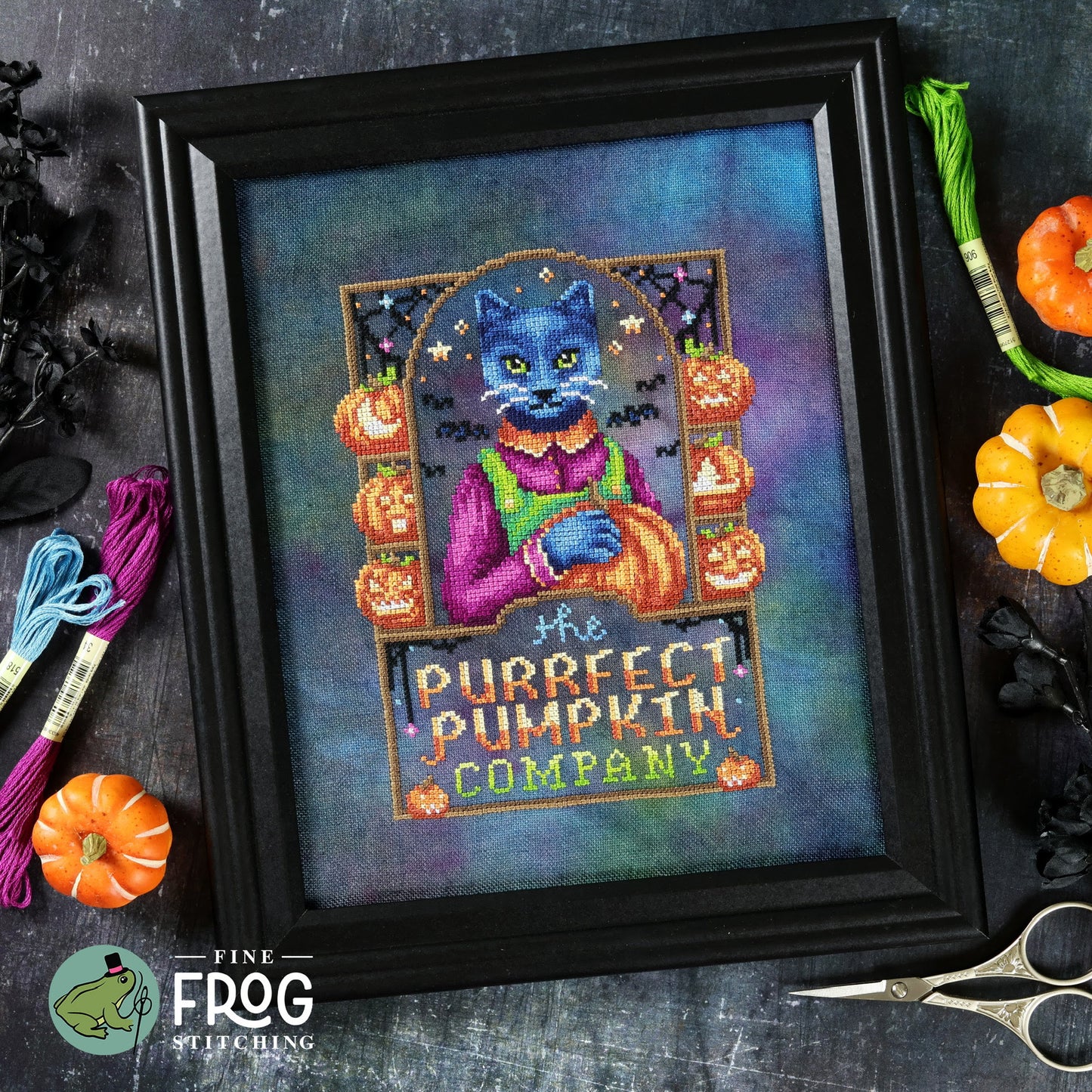 Purrfect Pumpkin Co - Fine Frog Stitching - Cross Stitch Pattern