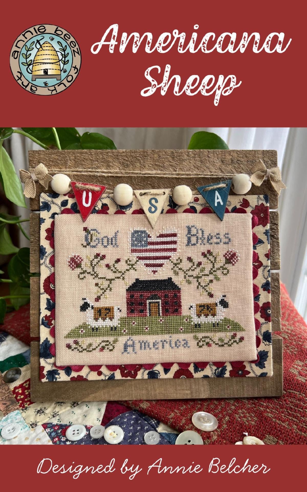 Americana Sheep - Annie Beez Cross Stitch Pattern, Needlecraft Patterns, The Crafty Grimalkin - A Cross Stitch Store