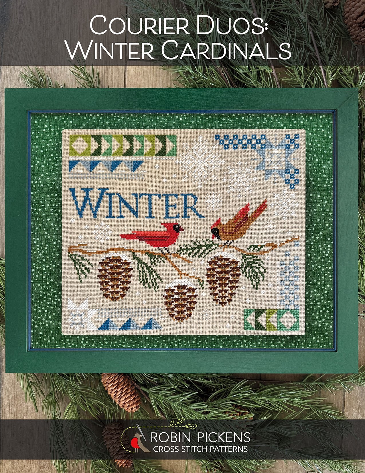 COURIER DUOS: WINTER CARDINALS - Robin PIckens - Cross Stitch Pattern